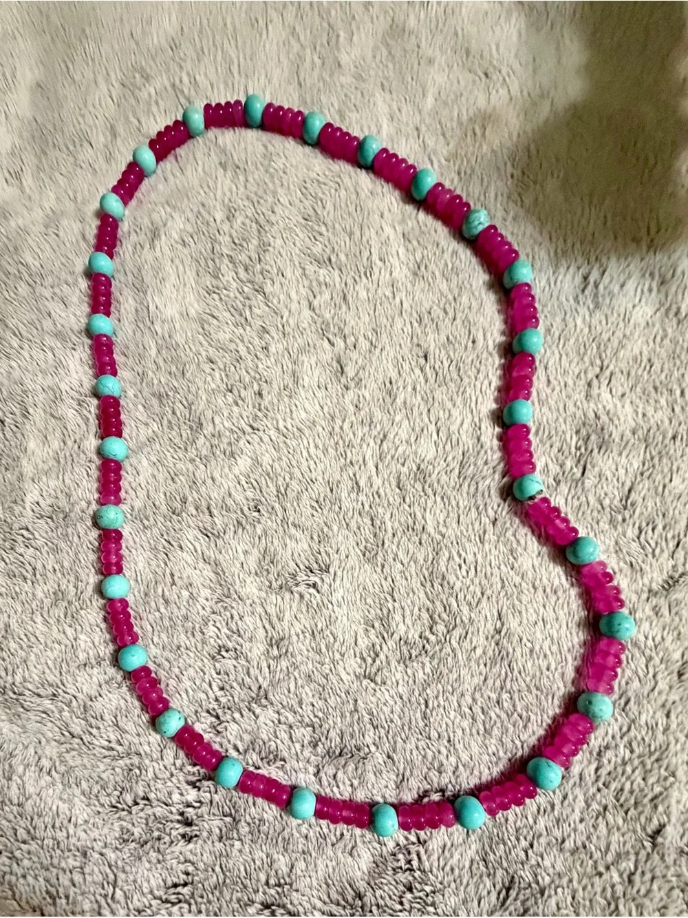 Kids Pink and Turquoise Beaded Necklace - Fun Kids Accessories